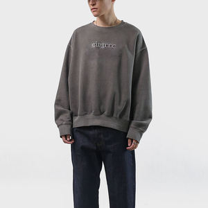 Sudaderas con capucha de lavado ácido OEM a precio de fábrica para hombre, sudaderas 100% de algodón polar, ropa de calle personalizada, logotipo frontal, cuello redondo de invierno - Product Image 3