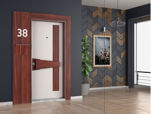 Porte d'entrée intérieure en acier de qualité supérieure ABSDOOR 3 serrures Système d'isolation thermique Design moderne Ouverture manuelle pour villas hôtels - Product Image 4