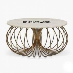 โต๊ะกาแฟอะลูมิเนียมเคลือบนิกเกิลหน้ากระจกสำหรับห้องนั่งเล่น โต๊ะกาแฟหรูหราทันสมัย - Product Image 3