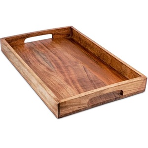 Bandeja de servicio de madera de Acacia personalizada hecha a mano sólida bandeja de servicio de alta calidad ecológica para el hogar Hotel restaurante uso bandeja de café - Product Image 1