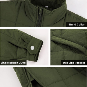 Chaqueta Acolchada para Mujer, Cuello Alto, Abrigo de Invierno Cálido, Prenda Exterior Acolchada y Elegante, Chaqueta Verde Oliva con Puños con Botones - Product Image 5
