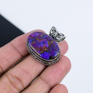 Pendentif en pierre précieuse turquoise bleue, argent sterling 925, fait main, design vintage, cadeau de mariage pour enfants, bijoux - Product Image 6