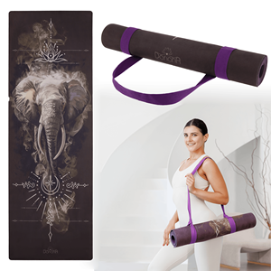 Premium Suede Yoga <b>Mat</b> Elephant Design Purple 183 × 61 cm Thick 3 mm Thick Natural Rubber Non Slip Yoga Pilates Fitness <b>Mat</b> - Product Image 1