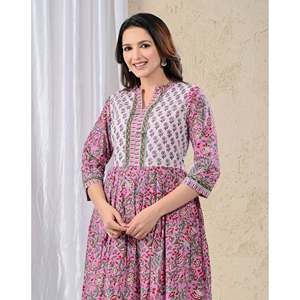 Pink Jaal Printed Cotton Salwar Kameez Suit for Girls Traditional Ethnic Style <b>Net</b> <b>Fabric</b> for Parties and Special Occasions - Product Image 1