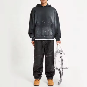 Custom Spray Tattered Edge Acid Wash Sun Loose fit French Terry Puff Print Oversized Streetwear Hoodie DDP Envío - Product Image 1