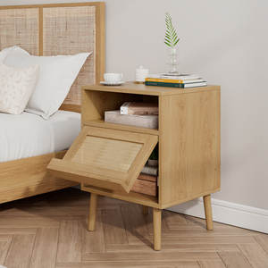 Pata de noche de ratán de madera maciza antigua de lujo, muebles de dormitorio ajustables para uso doméstico para sala de estar - Product Image 2