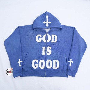 Sudadera con capucha con cremallera GSM 420 personalizada del fabricante, sudadera con capucha para hombre con bordado desgastado y parche bordado, sudadera con capucha para hombre - Product Image 5