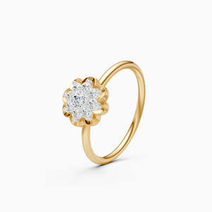 0.24 Ct Lab Grown Diamond Round Floral Cluster Everyday Sparkle Daily Ring In 9K Yellow White And Rose Gold - Product Image 1