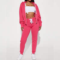 Ensemble de survêtement décontracté deux pièces pour femme, grande taille, en coton biologique, avec sweat à capuche zippé et pantalon de jogging, idéal pour l'hiver et le sport