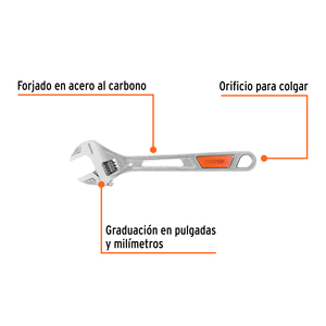 Clé à molette (perruche) 10 'chrome, TRUPER - Product Image 3