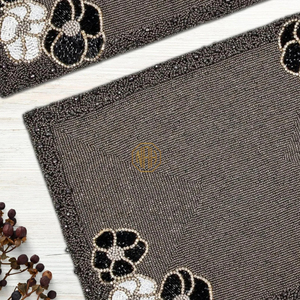 Rectangular Beaded <b>Placemat</b> Grey Center Handmade Table Mat Embroidered Charger Gift Decor Factory Export Custom Neutral Accent - Product Image 2