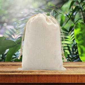 Sacs en coton biologique à cordon de serrage en vrac, réutilisables, écologiques, pour mariage, exposition, emballage cadeau, rangement, voyage - Product Image 5