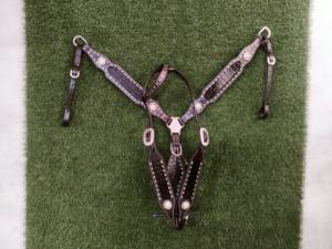 <b>Best</b> Cow Genuine Leather Headstall With Leaf Design Buckle Western Headstall Custom Manufacturer by Horse Exim - Product Image 2