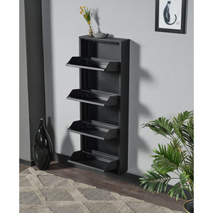 Zapatero Moderno ALVEON de 4 Niveles, Acero Inoxidable con Superficie Texturizada de PEI, Montaje en Pared, Capacidad para 14-19 Pares, para Almacenamiento en Interiores y Exteriores - Product Image 2