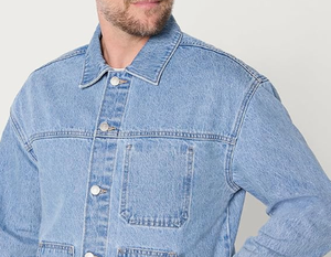 Veste en jean pour homme personnalisée, broderie imprimée, design déchiré, col rabattu, imperméable, respirante, saison hivernale, logo frontal haut - Product Image 4