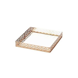 Plateau en métal de style vintage haut de gamme pour les bougies parfumées et la décoration intérieure, avec des détails réfléchissants artisanaux et ornés - Product Image 1