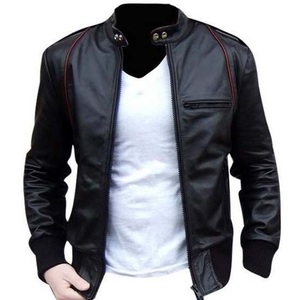 Chaqueta de cuero real para hombres con forro transpirable, puños con botones y acabado elegante, chaqueta de cuero para hombres - Product Image 5