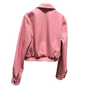 Chaqueta de Cuero Rosa Auténtico para Mujer, Estilo Motera, Invierno 2025, OEM, Transpirable, Tejida, Ecológica, Ligera, de Alta Calidad - Product Image 2