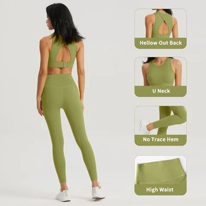 Meilleur ensemble d'entraînement Vêtements pour femmes Vêtements actifs Ensembles de fitness et de gymnastique Combinaisons de yoga Soutien-gorge de sport Leggings Nylon Spandex - Product Image 4