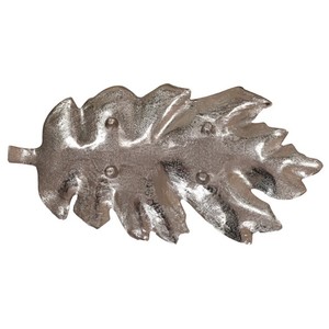 Plateau décoratif en forme de feuille ton argent plateau de service en aluminium fabriqué à la main élégant décor à la maison pièce d'accent en métal orné - Product Image 4