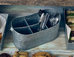 Hot Sale Galvanized Metal Utensil <b>Caddy</b> with Handles for Storing Spoons Napkins in Kitchen Dining Room Restaurant Hotel Home - Product Image 6