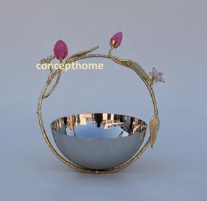 Plateau à fruits en acier inoxydable, bol miroir, vaisselle de table, luxe léger, cadeau artisanal, ornements - Product Image 4