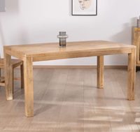 Table de salle à manger pliante en bois de manguier massif, finition naturelle, design industriel robuste et durable, 4 pieds en bois, pour usage domestique, bar ou hôtel