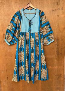 ชุดมินิเดรสผ้าฝ้ายพิมพ์ลายบล็อกสำหรับผู้หญิงชุดเดรสคอลึกพร้อมเชือกผูกโบฮีเมียนสำหรับงานแต่งงานสไตล์โบฮีเมียนโบฮีเมียนฮิปปี้โบฮีเมียนฤดูร้อน - Product Image 6