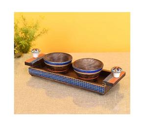 Serveur de collations en bois de conception tendance avec plateau Serveur de noix de taille personnalisée de la meilleure qualité du meilleur exportateur en Inde - Product Image 4