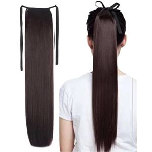 ผมต่อหางม้าตรงเงางามสีน้ำตาลธรรมชาติขนาด22นิ้วสำหรับต่อผมมนุษย์ผมต่อผมมนุษย์สีน้ำตาลบริสุทธิ์แบบอินเดีย - Product Image 1
