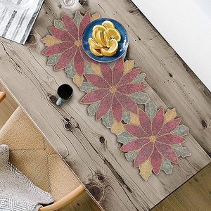 Decoración navideña y diseño de hojas con cuentas, Mantel Individual para mesa de comedor, tapete elegante, corredores decorativos hechos a mano para boda - Product Image 2
