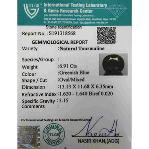 Pierre précieuse tourmaline facettée de 6,91 carats, variétés vertes, poire, créée en laboratoire, certifiée IGI, pour jade, opale, aigue-marine, turquoise - Product Image 4