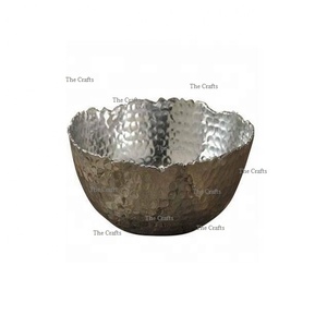Bol de couleur argentée en acier inoxydable au design admirable avec support en laiton Bol décoratif de qualité supérieure - Product Image 3