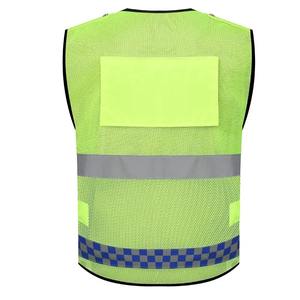 Custom Logo Summer Construction Work Vest Security Pockets Waterproof <b>Fluorescent</b> Thermal Mesh Breathable Safety Vest for Work - Product Image 2