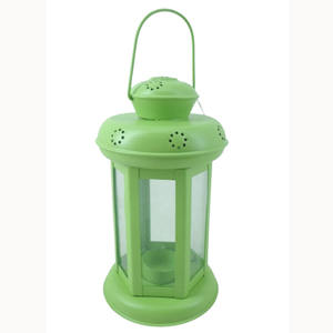 Linterna de hierro, candelabro de jardín verde, Lámpara decorativa vintage, linterna hecha a mano a granel y linterna artesanal personalizada - Product Image 1