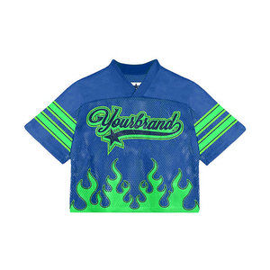 Maillot en maille à motif flamme personnalisé, logo imprimé, tissu respirant, style streetwear tendance, fabricant de vêtements personnalisés haut de gamme - Product Image 3