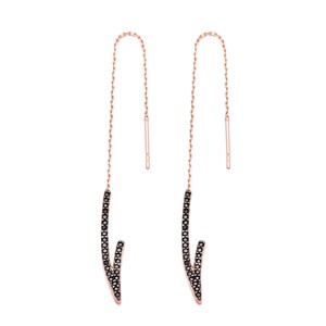 Boucles d'oreilles pendantes en forme de pierre CZ noire, style turc, faites à la main, en argent sterling 925, vente en gros - Product Image 1