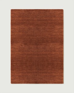 Alfombra personalizable moderna minimalista de lana de Nueva Zelanda, alfombra de área Rectangular lavable de Color sólido Rust Terra - Product Image 2