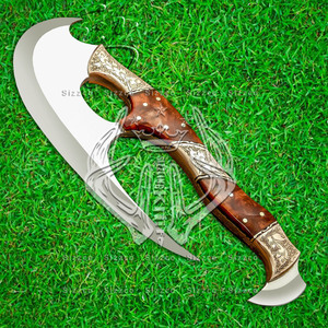 Hacha Barbuda de acero D2 Tang completa personalizada para caza, hacha Real Tomahawk con mango grabado y Funda de cuero, regalo Ideal - Product Image 2