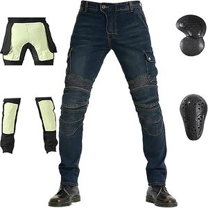 กางเกงยีนส์มอเตอร์ไซค์แบบยูนิเซ็กซ์ ผ่านมาตรฐาน CE ผลิตจากผ้าฝ้าย %  ชุดกีฬา ดีไซน์ป้องกันพร้อมเกราะ ระบายอากาศได้ดี ป้องกันสะโพกและหัวเข่า - Product Image 1