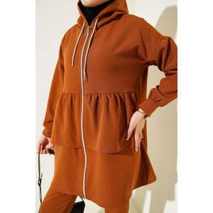 Conjunto de doble botonadura con volantes y cremallera Tan - Product Image 3