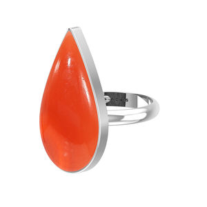 Anillo de Compromiso de Plata de Ley 925 con Engaste de Bisel, Cornalina en Forma de Trillón, Ovalada y de Pera, Estilo Clásico, Energía Positiva, Excelente Regalo - Product Image 4