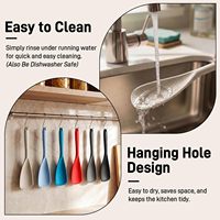 Lot de 2 spatules de cuisine en silicone et nylon, spatule-cuillère multifonction, conception monobloc, ensemble de spatules en silicone de 12 pouces