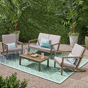 Ensemble de canapé de jardin en teck massif avec finition en bois naturel et coussin imperméable pour une utilisation en extérieur - Product Image 6