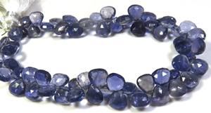 Cuentas de iolita natural en forma de corazón de 6-7 mm, cuentas facetadas de piedras preciosas, tira de 7.5 pulgadas, cuentas de iolita azul para bricolaje, cuentas de iolita pulida. - Product Image 6