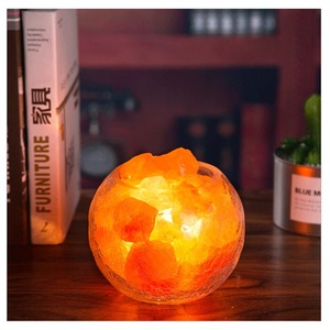 Gradation rotative Super belle glace en verre de l'Himalaya fissuré lumière de sel naturel lampe de nuit chaude créative - Product Image 1