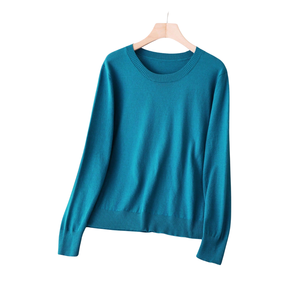 Pull en cachemire pour femme, anti-boulochage, col rond, manches longues, poignets côtelés, doux, décontracté, coupe classique, hiver - Product Image 1
