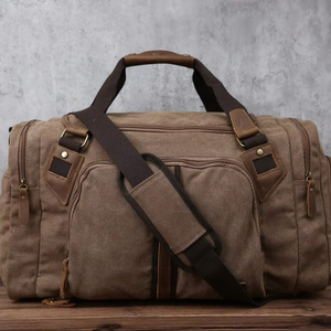 Premium Leather Canvas <b>Travel</b> <b>Bag</b> Stylish Duffel <b>For</b> Weekend Trips Overnight Luggage Tote <b>For</b> <b>Men</b> Women LCTB-0008 - Product Image 1