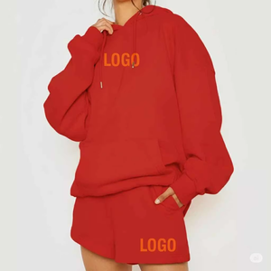 Conjunto de Sudadera con Capucha y Pantalones Cortos Casuales para Mujer, por Encima de la Rodilla, de Lona Sólida, para Verano, Transpirable, Mezcla de Algodón, a la Moda - Product Image 6
