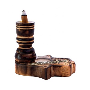 Handmade Durable Aromatic Wooden Hamsa Hand Backflow Incense Cone Dhoop Burner Modern Reverse Flow Waterfall Fountain Smoke - Product Image 2
